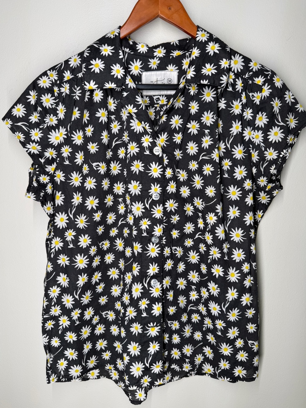 The Cat’s Pajamas Daisy Cotton Pajama Top Cottagecore Floral Button Front Poplin